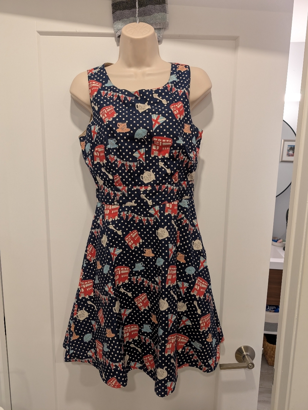 Yumi Brand Navy Tea Dress  Featuring Images From London